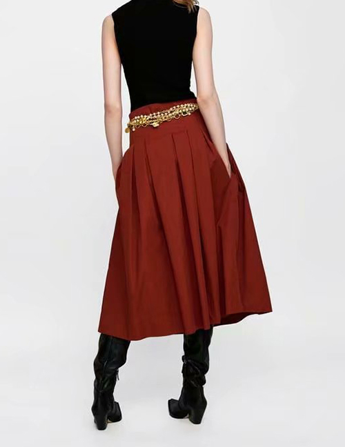 Fashion Red Pleated Skirt