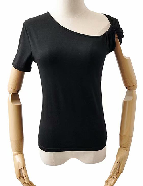 Fashion Black Off-the-shoulder Twisted T-shirt