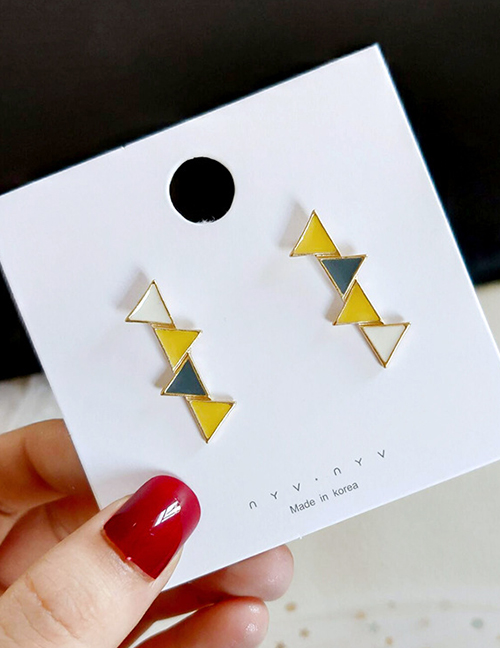 Fashion Yellow Contrast Triangle Earrings