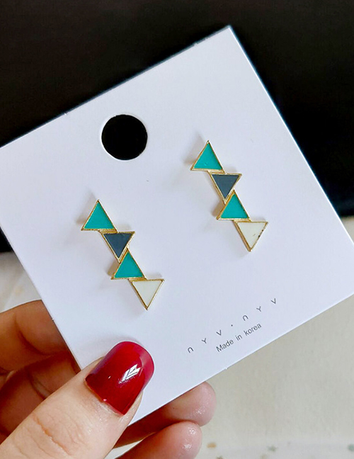 Fashion Blue Contrast Triangle Earrings