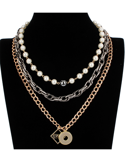 Fashion Gold Multi-layer Alloy Love Necklace