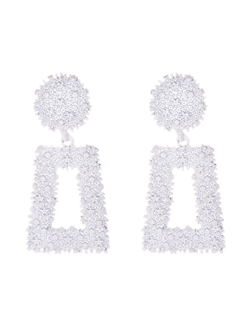Fashion White Alloy Rectangular Earrings