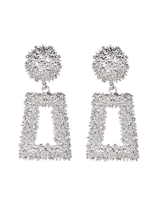 Fashion Silver Alloy Rectangular Earrings