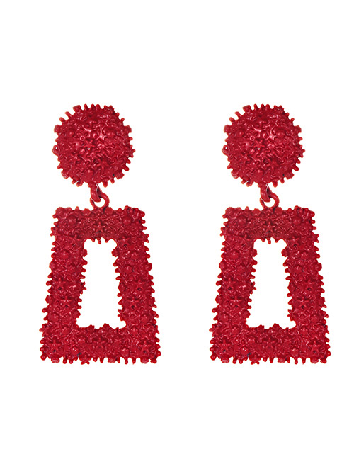 Fashion Red Alloy Rectangular Earrings