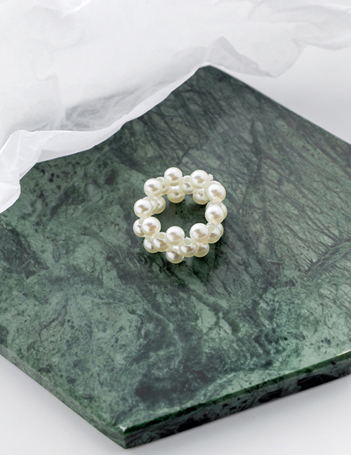 Fashion Three-layer Pearl Pearl Woven Multi-row Ring
