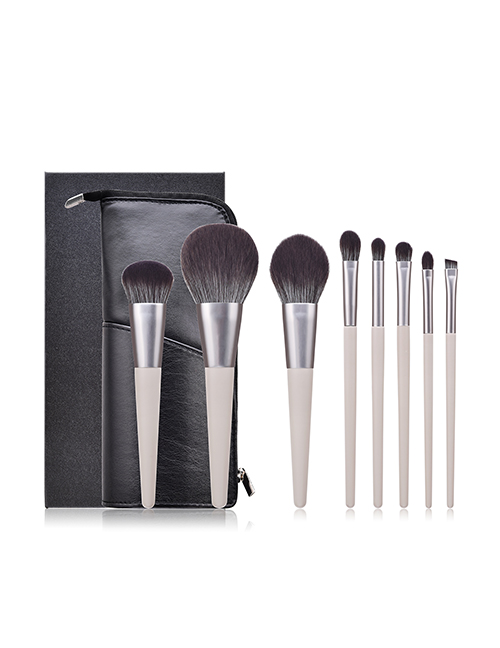 Fashion Gray 8 - Cone - Rabbit Gray - Microcrystalline + Stereo Package - Black + Gift Box Makeup Brush