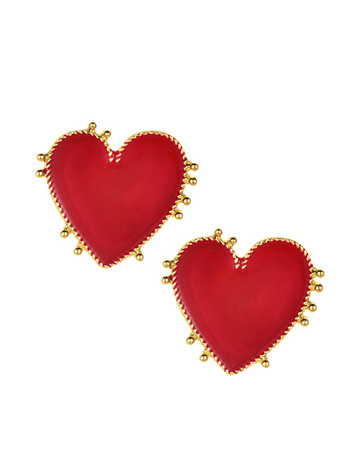 Fashion Red Alloy Love Earrings