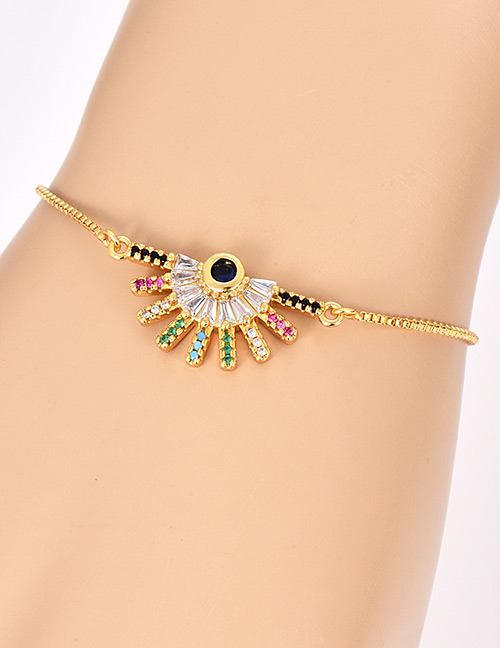 Fashion Gold Copper Inlay Zircon Geometric Bracelet