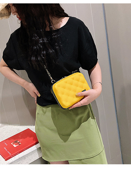 Fashion Yellow Square Shape Decorated Shoulder Bag