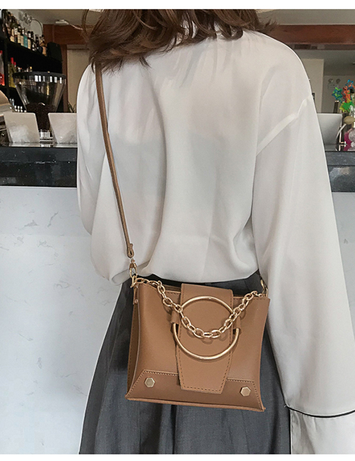 Fashion Brown Ring Rivet Portable Slung Shoulder Bag