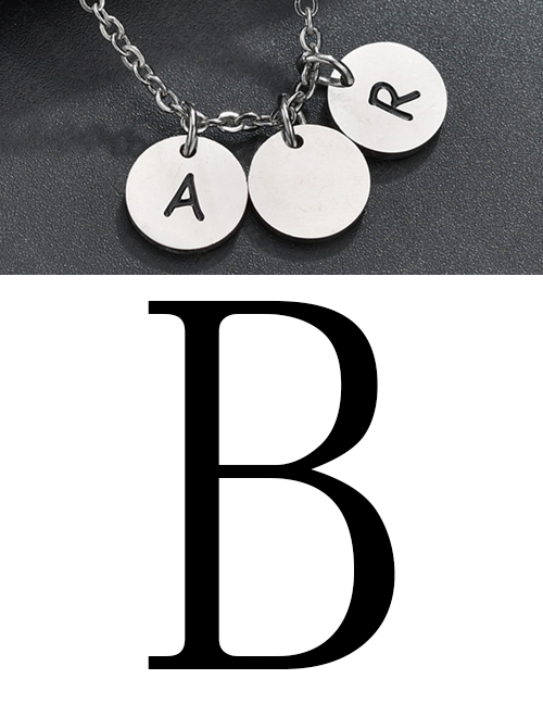 Fashion Steel B Letter Corrosion Dripping Round Medal Pendant