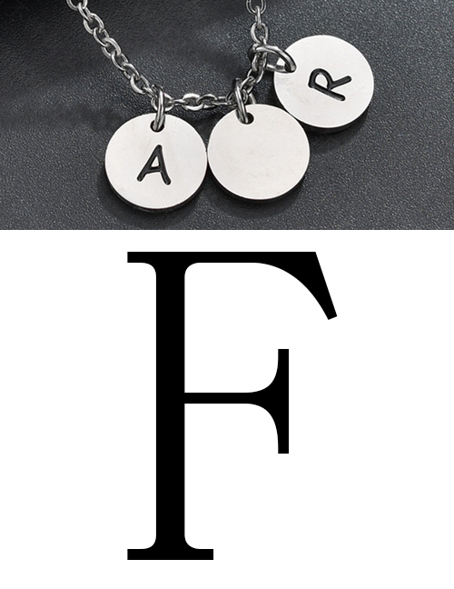 Fashion Steel Color F Letter Corrosion Dripping Round Medal Pendant