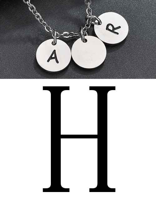 Fashion Steel H Letter Corrosion Dripping Round Medal Pendant