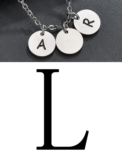 Fashion Steel Color L Letter Corrosion Dripping Round Medal Pendant