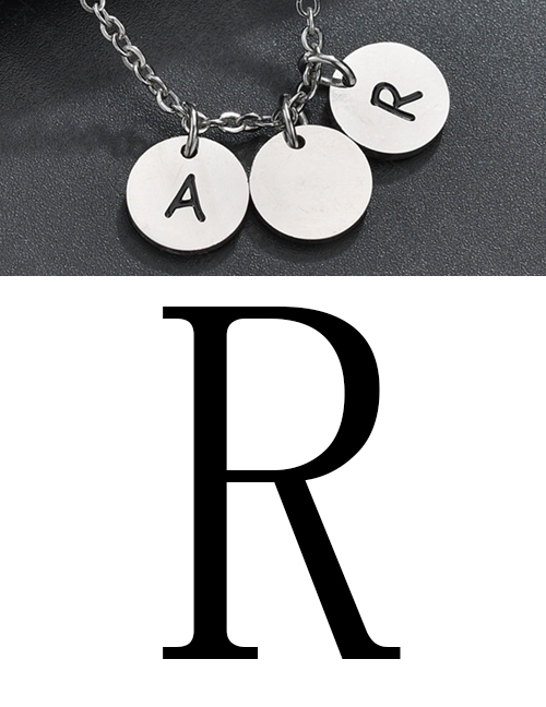 Fashion Steel Color R Letter Corrosion Dripping Round Medal Pendant
