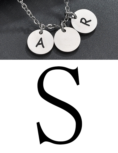 Fashion Steel Color S Letter Corrosion Dripping Round Medal Pendant