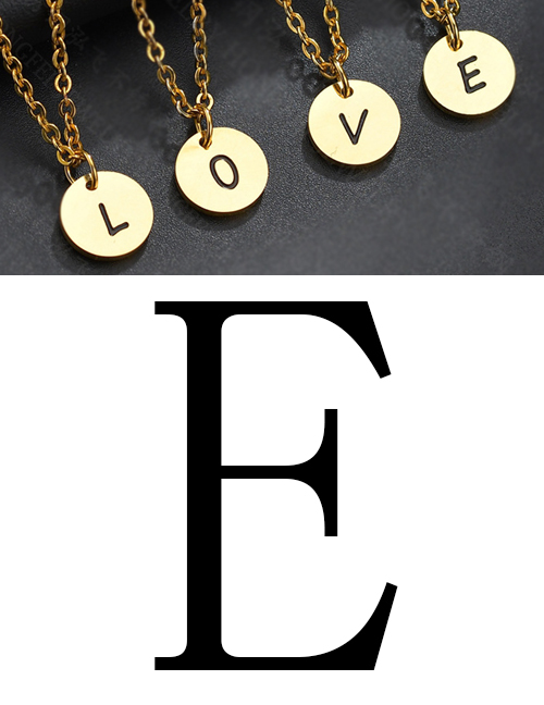 Fashion Golden E Letter Corrosion Dripping Round Medal Pendant