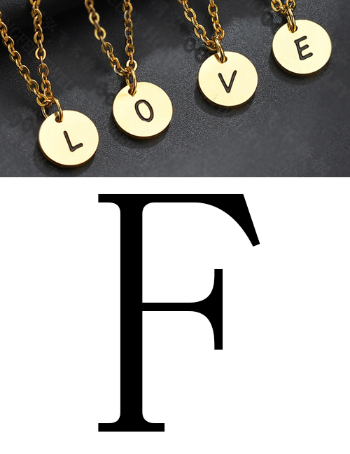 Fashion Golden F Letter Corrosion Dripping Round Medal Pendant