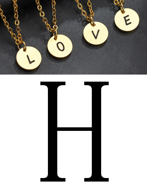 Fashion Golden H Letter Corrosion Dripping Round Medal Pendant