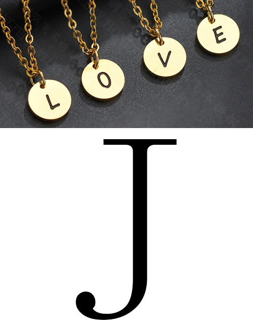 Fashion Golden J Letter Corrosion Dripping Round Medal Pendant