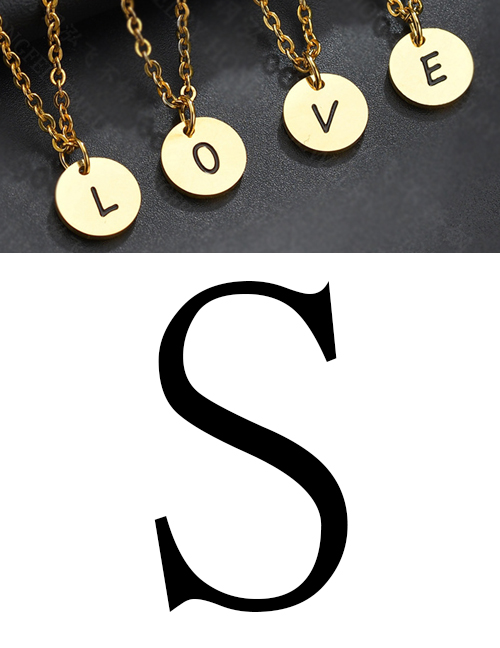 Fashion Golden S Letter Corrosion Dripping Round Medal Pendant