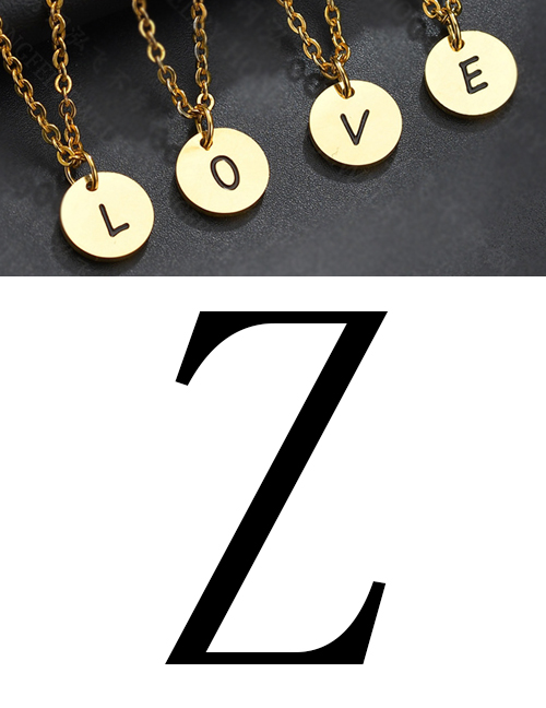 Fashion Golden Z Letter Corrosion Dripping Round Medal Pendant