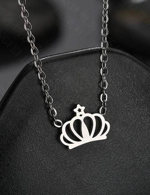 Fashion Steel Color Openwork Crown Necklace