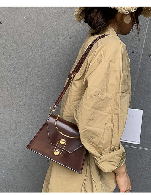 Fashion Dark Brown One-shoulder Portable Messenger Bag