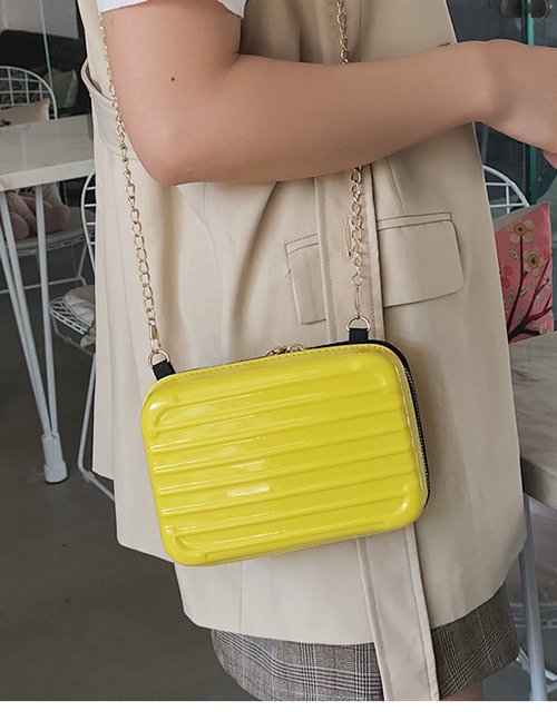 Fashion Yellow Chain Box Shoulder Messenger Bag