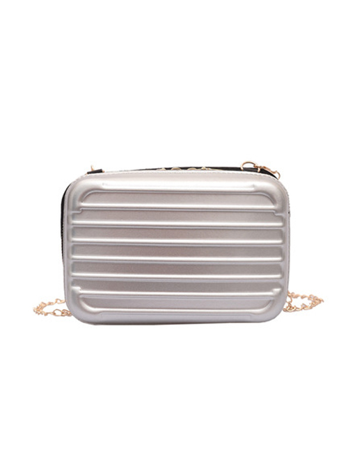 Fashion Silver Chain Box Shoulder Messenger Bag