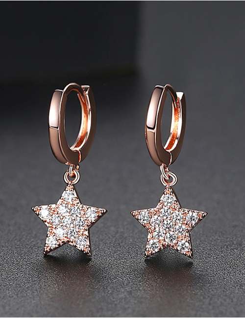 Fashion Rose Gold Pentagonal Earrings