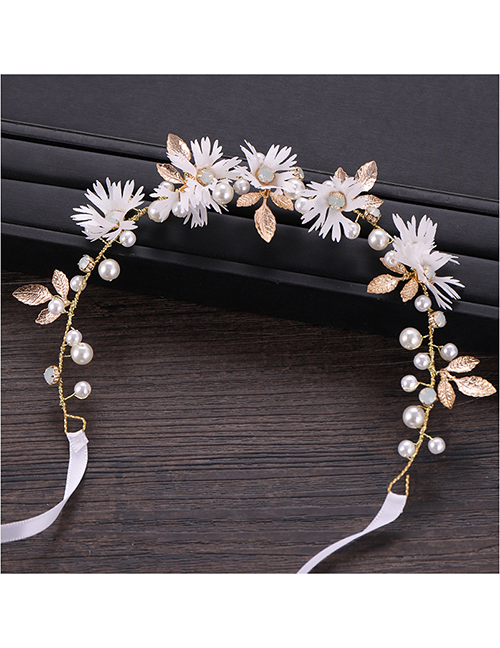 Fashion White Flower Leaf Hair Band