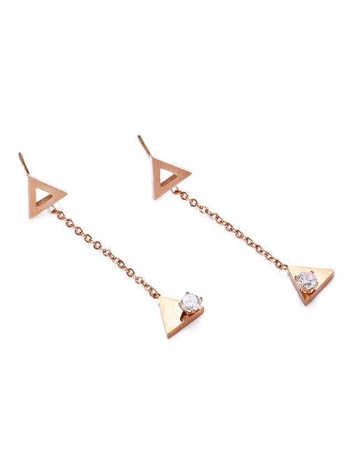 Fashion Rose Gold Hollow Geometric Earrings