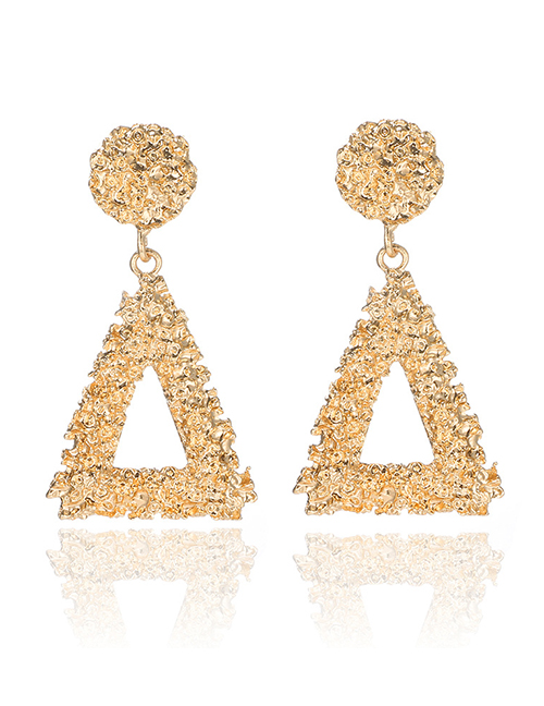 Fashion Triangle Gold Wrinkled Geometric Earrings
