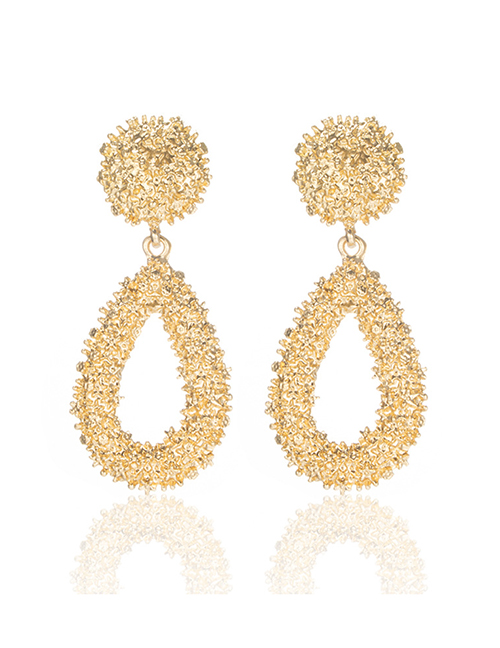 Fashion Elliptical Gold Wrinkled Geometric Earrings