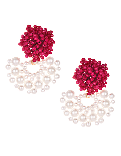Fashion Purple Alloy Resin Small Pearl Earrings