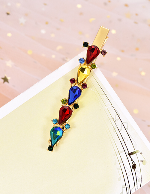 Fashion Color Alloy Water Drop Drill Hair Clip