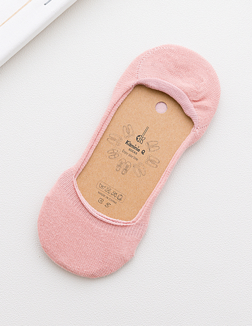 Fashion Leather Pink Shallow Mouth Cotton Socks