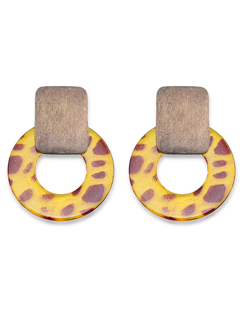 Fashion Yellow Leopard Circle Earrings