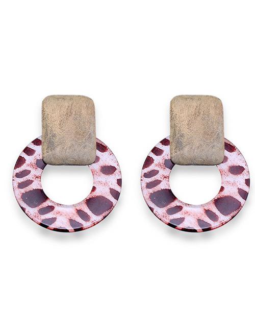 Fashion Purple Leopard Circle Earrings