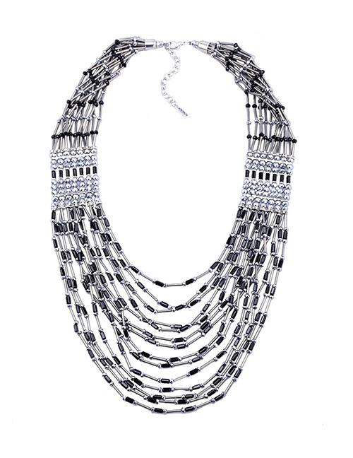 Fashion Black Beaded Multi-layer Necklace
