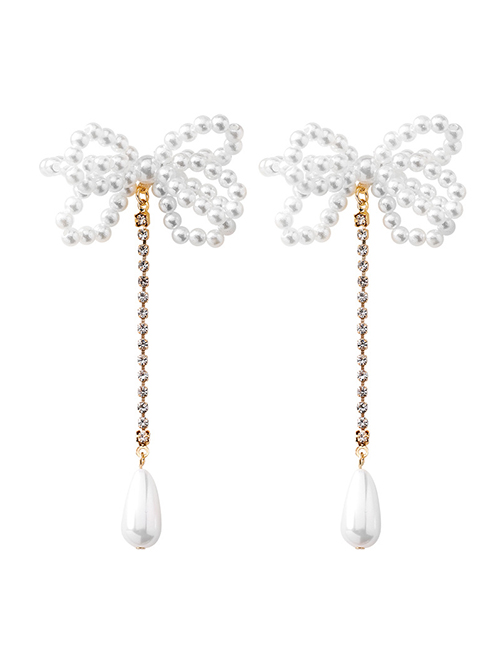 Fashion Rhinestone Water Drop Tassel  Silver Needle Fringe Asymmetric Earrings