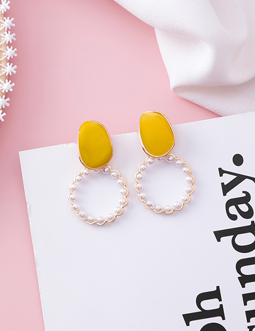 Fashion Yellow (pearl Ring) Drip Transparent Earrings