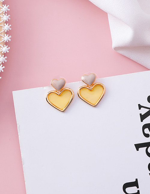Fashion Yellow (love)  Silver Needle Drip Transparent Earrings