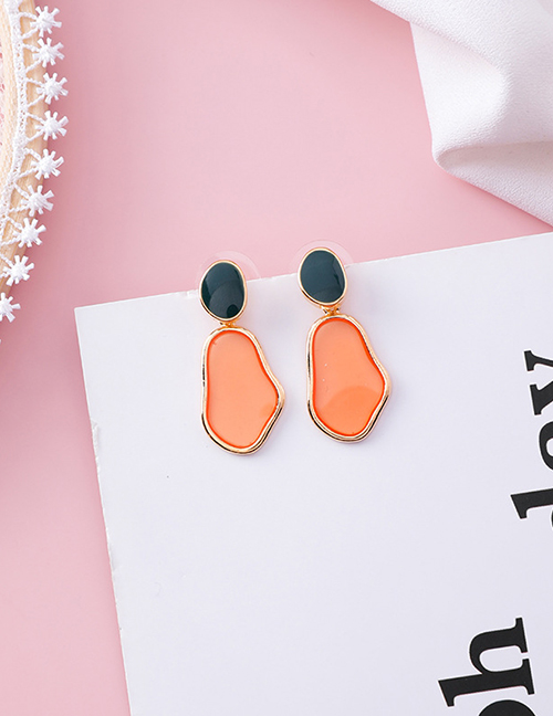 Fashion Orange (irregular Oval)  Silver Needle Drip Transparent Earrings