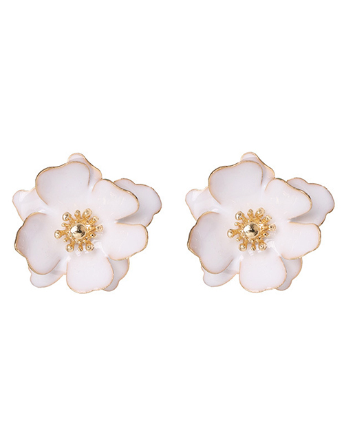 Fashion White Drop Oil Petal Pearl Earrings