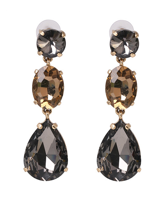 Fashion Gray Colorful Diamond Drop Earrings