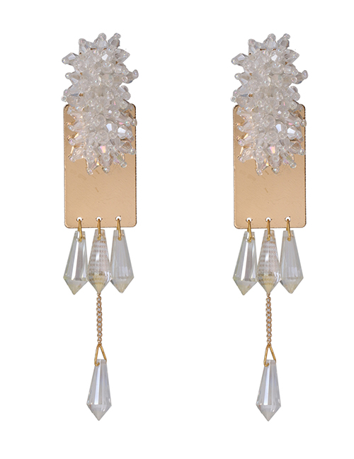 Fashion White Water Droplet Crystal Earrings