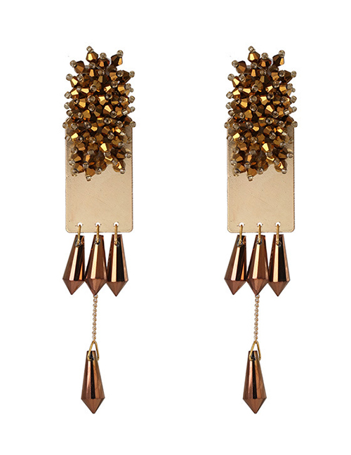Fashion Gold Water Droplet Crystal Earrings