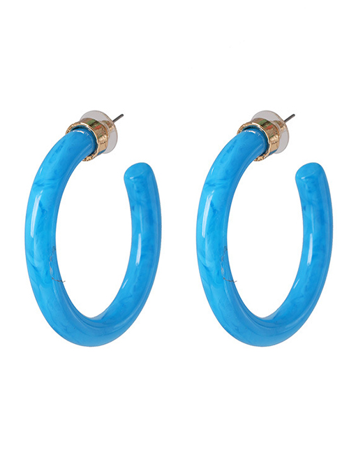 Fashion Blue C-shaped Resin Earrings